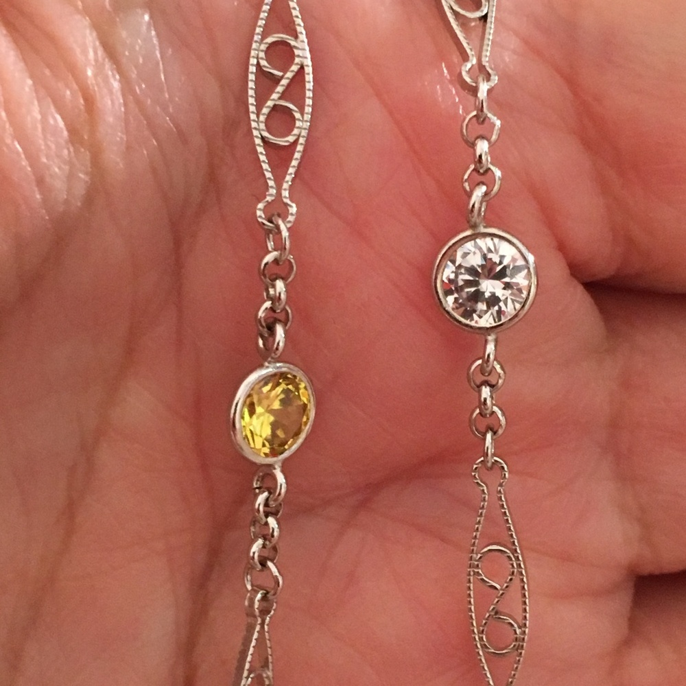 Sterling Silver Swarovski Crystal Necklace - Picture 2 of 7